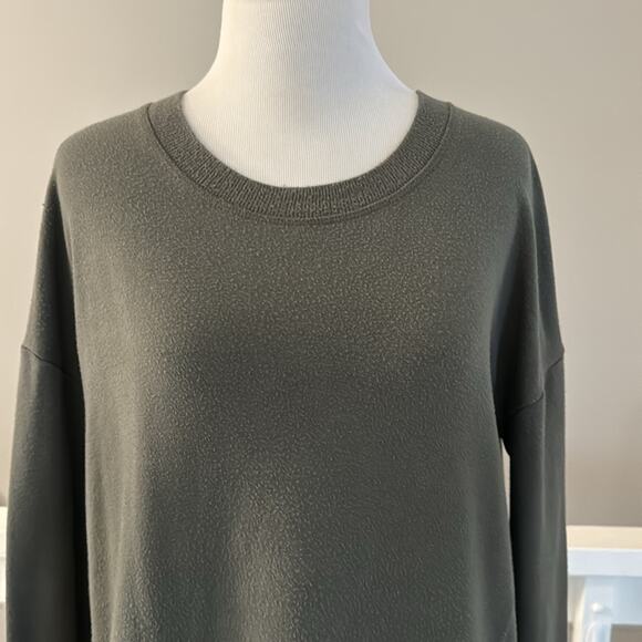 Athleta Coaster Luxe Pullover Sweatshirt Oversized Size XS Color: Olive Green - Picture 2 of 11